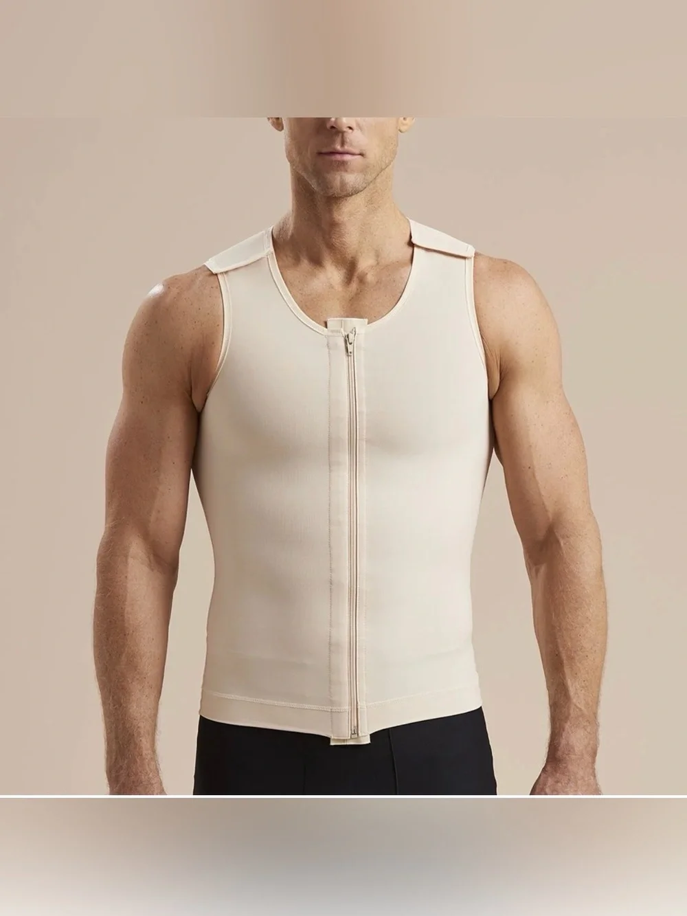 Marena Recovery Compression Vest Men Men BLK Sleeveless Post-Surgical Shapewear